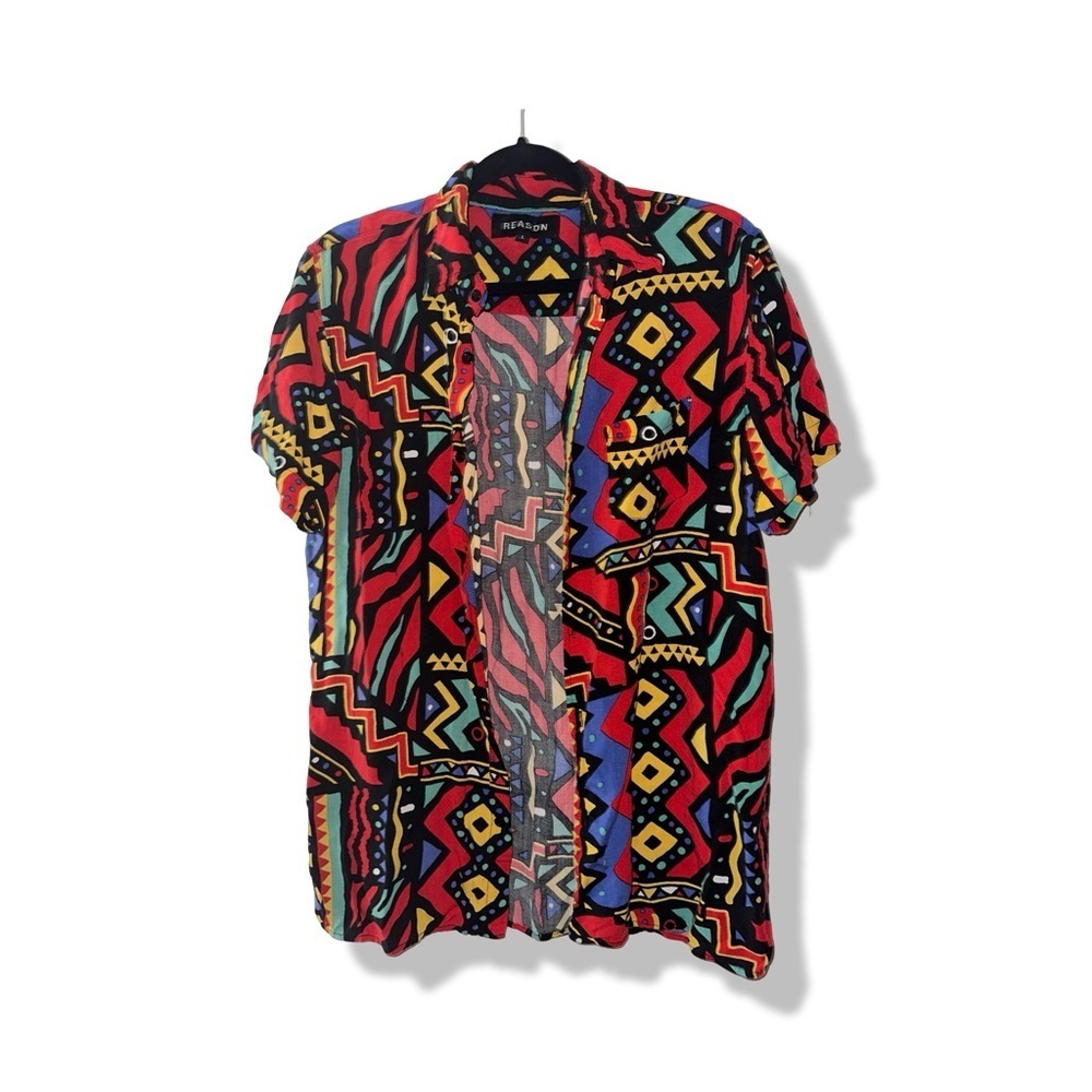 Reason Unity Allover Geometric Print Short Sleeve… - image 4